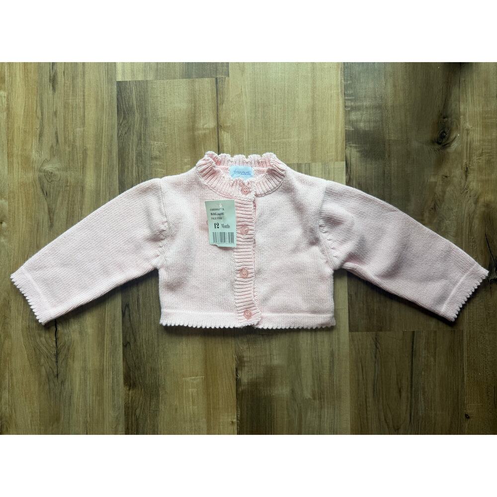Jacadi Paris Baby Cotton Blend Pale Pink Cardigan Size 12M
